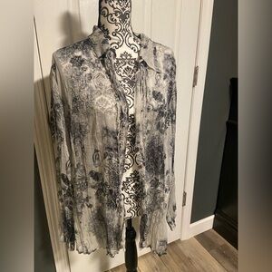 Chico’s Button Up Sheer Blouse XL